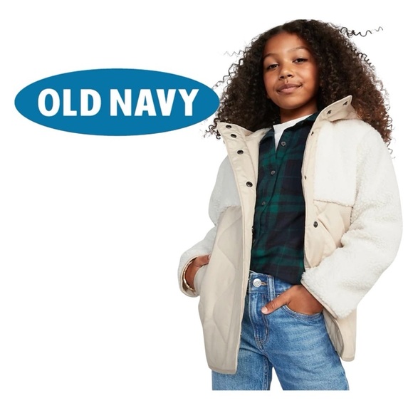 Old Navy Other - Hooded Sherpa Quilted Hybrid Coat for Girls size 14 - 16 NWT